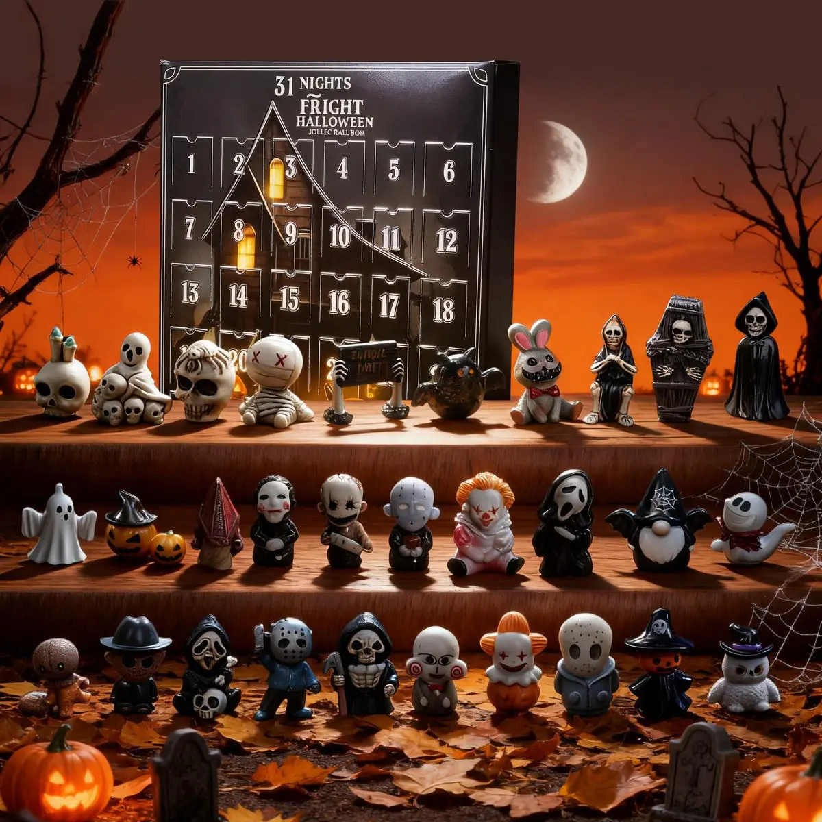 2025 Halloween Advent Calendar – 31 Nights Of Fright Horror Collectible Figurines – Spooky Countdown Surprises Gift Box For Halloween Fans