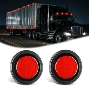 Nilight 2.5Inch Round 13LED Red Waterproof Marker Clearance Car LED Lights (2PCS), Flush Mount Plug-In with Grommet & Pigtail, Hardwired Installation, DOT Compliant for 12V Trucks, Led Lights Car