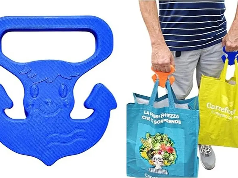 Handle Magic Anchor Boy (1 Unit) Bag Carrier | Ergonomic Grip and Bag Holder | 33 lbs Capacity | Lightweight & Comfortable for Shopping & Travel - Made in USA (Dazzling Blue)