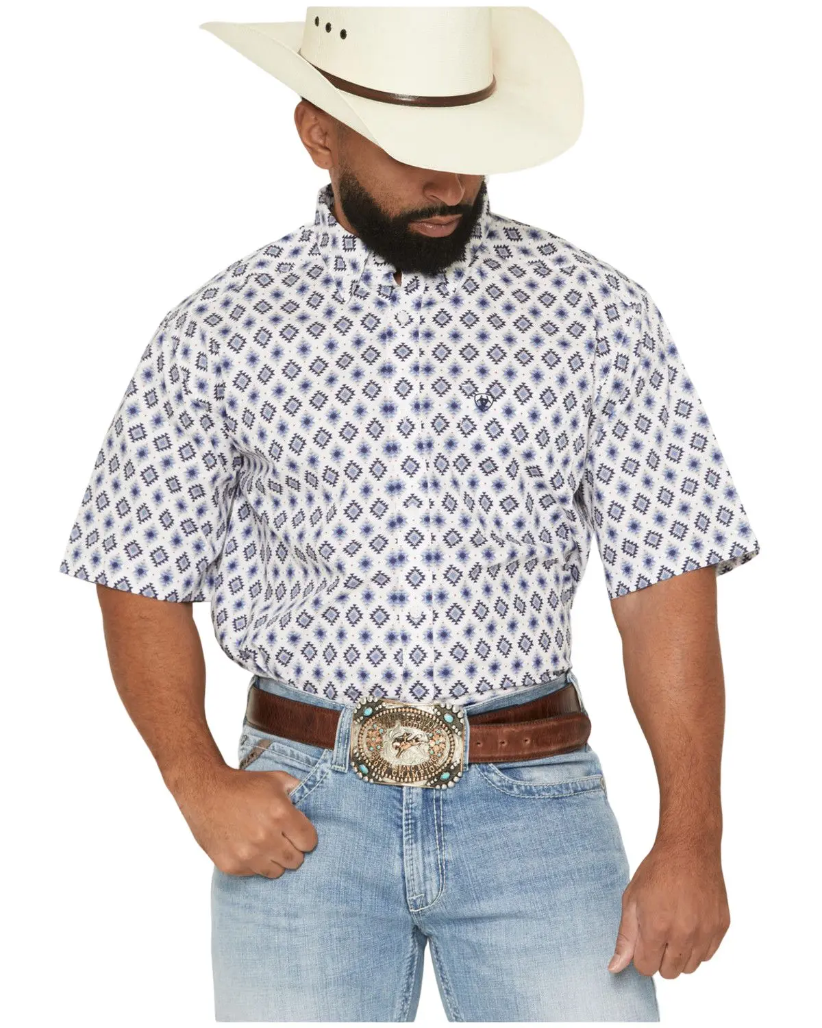Ariat Men's Men'S Baxter Southwestern Print Short Sleeve Button-Down - 10073527-Tll