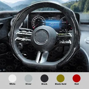 Men's 5D Laser Carbon Fiber Pattern Steering Wheel Cover 15" Universal Fit Quick Turn Non-Slip Grip Ultra-Thin Design for All-Season Use Automotive Car Interior Kit