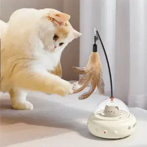 kitty tickling toy Cat&Small Toy Auto Rotate - Interactive USB Rechargeable Ball Toy on Rug , Anti-Depression Fun Gift for Cats & Dogs