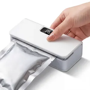 Rechargeable Mini Bag Sealer, 6 Adjustable Gears Heat Sealer & Cutter with LED Power Display, Portable Handheld Resealer for Chips, Snacks and Mylar Bags, Available in Blue & White