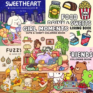 5 Coloring Books for Relaxation, Stress-Relieving Art Pages for Kids & Adults, Educational Gift, Soft Coloring, Cozy Scenes