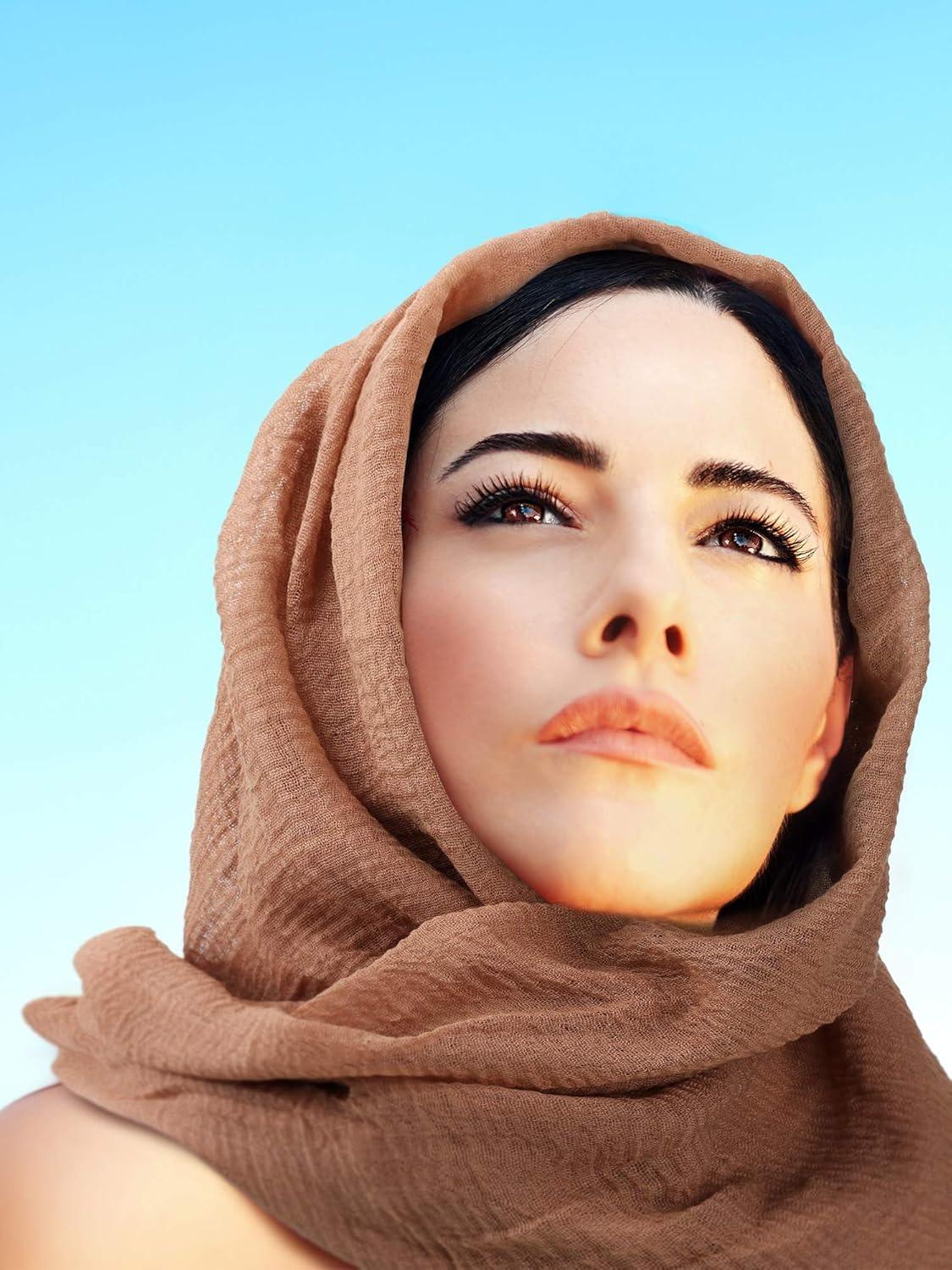6 Pcs Women Scarf Shawl Hijab Scarves Cotton Crinkle Hijab for Women Blend Shawl Crinkle Wrap Head for Seasons