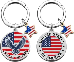 American Flag Keychain 4th of July Patriotic American Keychain 4th of July Accessories Souvenirs from USA Citizenship Gifts American Eagle Gifts for Men Eagle Keyring for Men