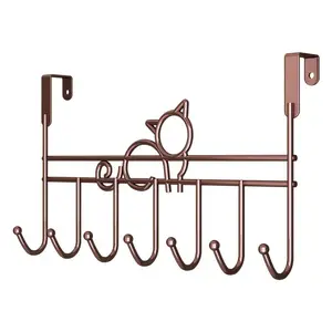 Carbon Steel Door Hanging Rack with 7 Clothes Hangers, Wall Mounted Hanger, No Ironing Needed, Home Storage Organizer, Pet Towel Holder, Suitable for Bedroom Living Room Bathroom