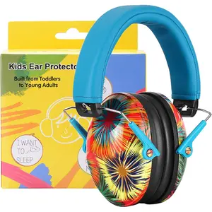 X-HPS21  032 Ear Protection Safety Noise Earmuffs with NRR 25dB, Boys and girls Adjustable Headband Hearing Protectors for Monster Trucks, Sports Events, Concerts - Fireworks Pattern