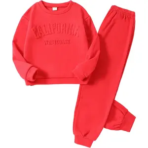 Yvowming 8-12Y 2 Piece Girls Clothes Outfits Sweatsuit Sets Oversized Sweatshirt and Baggy Sweatpant Fall Winter Clothing