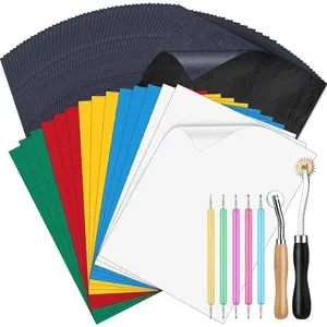 WOWOSS 115Pcs Transfer Paper, 15Pcs Tracing Paper for Sewing, 100Pcs Black Graphite Carbon Transfer Paper, 2Pcs Tracing Wheel & 5Pcs Embossing Tool, for Wood, Fabric, Embroidery, Crafts, 9 x 11Inch