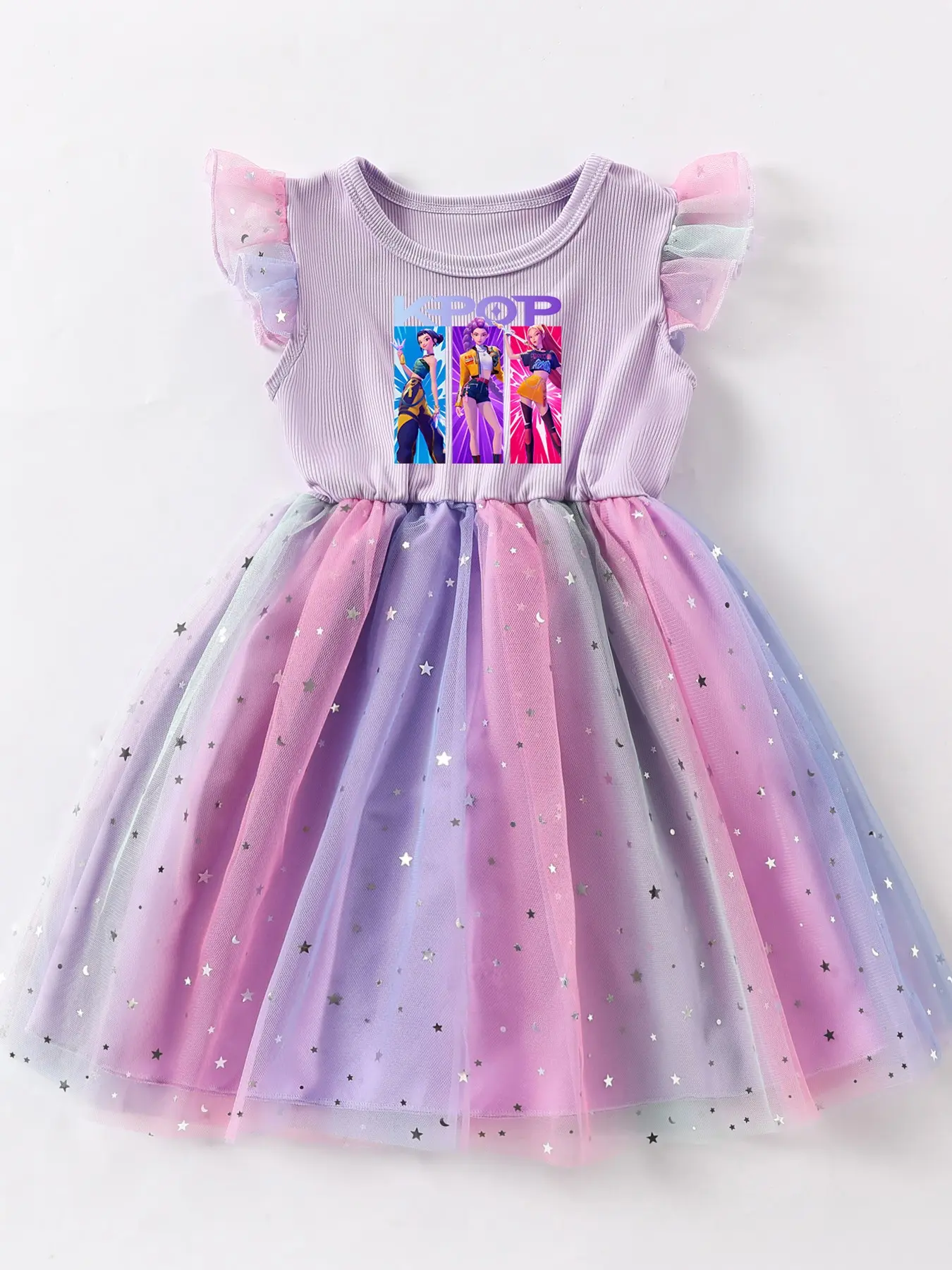 Girls' Summer Sleeveless Princess Dress, Gradient Star Dress, Cartoon Print, Kawaii Cute Dress, Ideal Gift for Daughters, Great for Daily Wear, Parties & Vacations