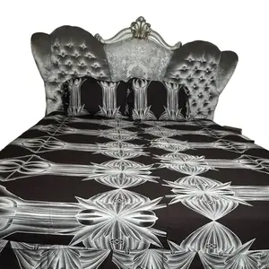 Somali viscose Baati Bed Sheet with 4 Pillow Cases - Maroon and Silver Embroidered Design - Soft and Comfortable