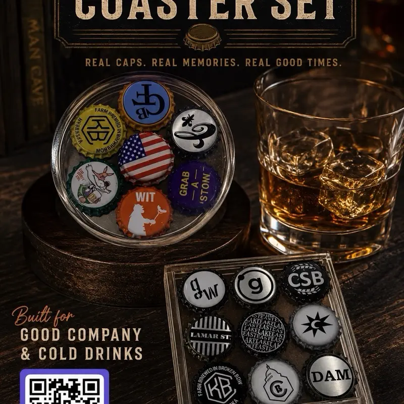 Bottle Cap Coasters, 2-Piece Set