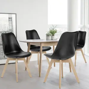 Sweet Furniture F Dining Chairs Set of 4 Mid-Century Modern Dinning Chairs, Living Room Bedroom Outdoor Lounge Chair PU Leather Cushion and Wood Legs