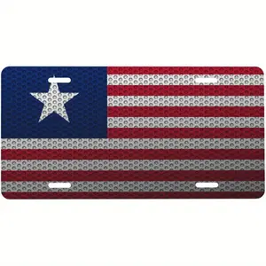 Grid Style Texas Flag License Plate Cover 6x 12inch Aluminum Car Decoration Front Plate Protector Metal License Plate Tag Novelty Beauty Tag