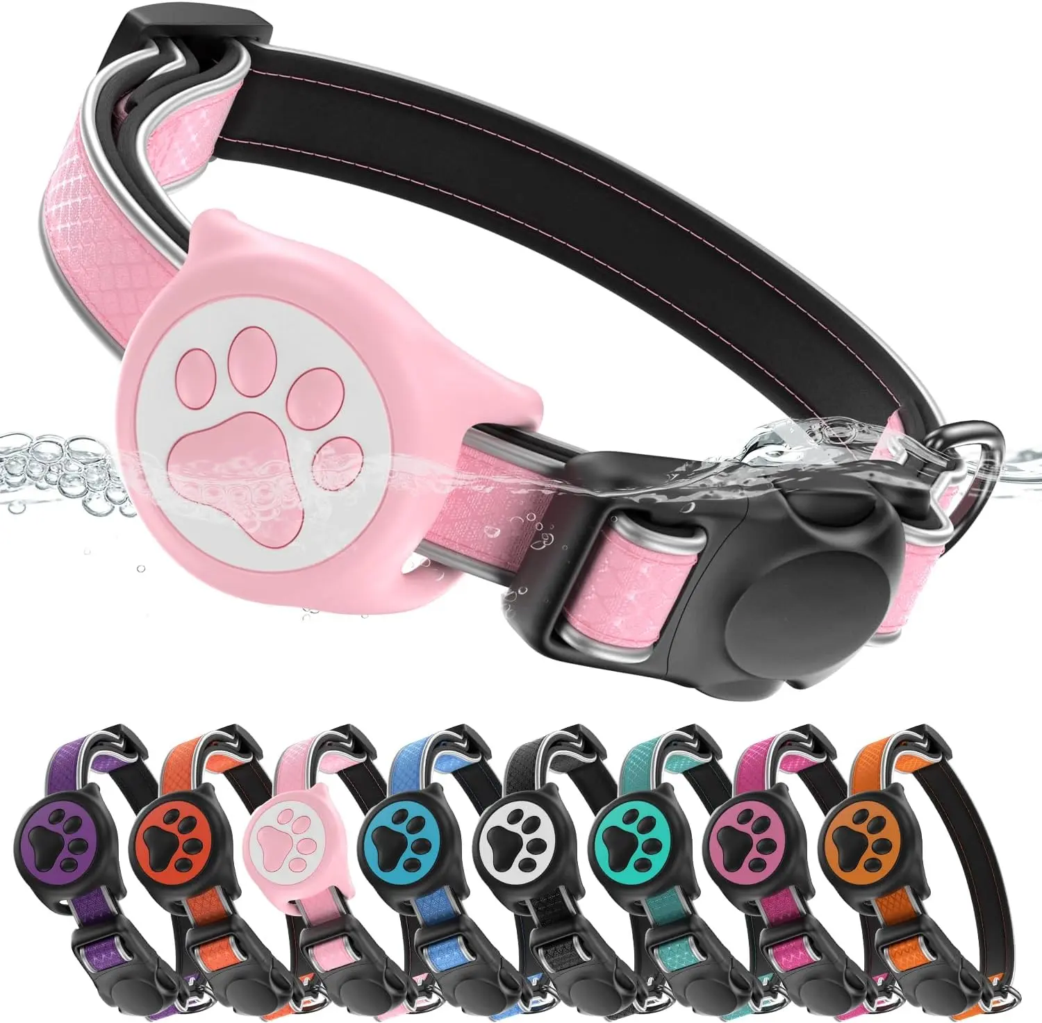 Premium AirTag Dog Collar with IP Waterproof AirTag Holder, Magnetic Buckle Quick-Snap Closure, Padded Comfort, Reflective Breathable Design, Adjustable for Small-Medium-Large Dogs for Everyday Use