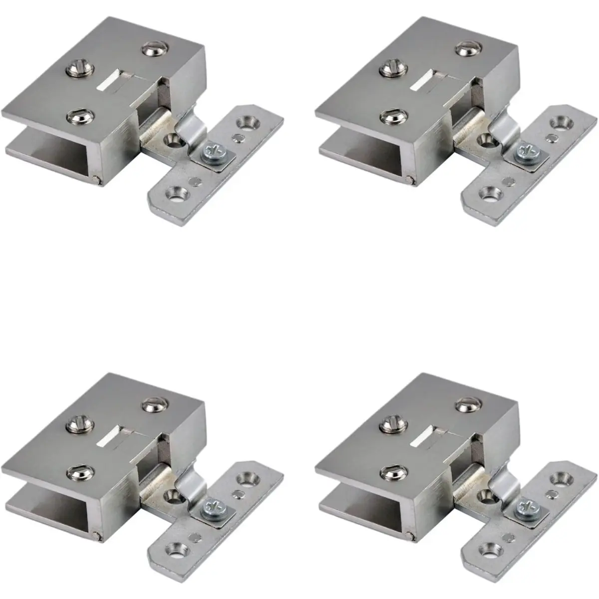 4 Pcs Glass Door Hinges, Self-Closing Frameless Side-Mounted Glass Clamps for Wine Cabinet and Display Cabinet (Color: Small Square)