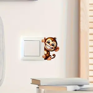 4-piece set of cute monkey stickers - easy to peel off, perfect for bathroom, living room, and kitchen decoration