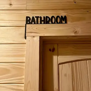 Bathroom Letter Pattern Wall Hanging Sign, Modern Simple Wall Decor, Wall Hanging Decor for Home Bathroom, Farmhouse Bathroom Door Above Sign, Hangable, Wooden Letter Sign