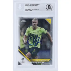 Erling Haaland Borussia Dortmund Autographed 2021-22 Topps Chrome UCL #200 BAS Authenticated Card - Fanatics Authentic Certified