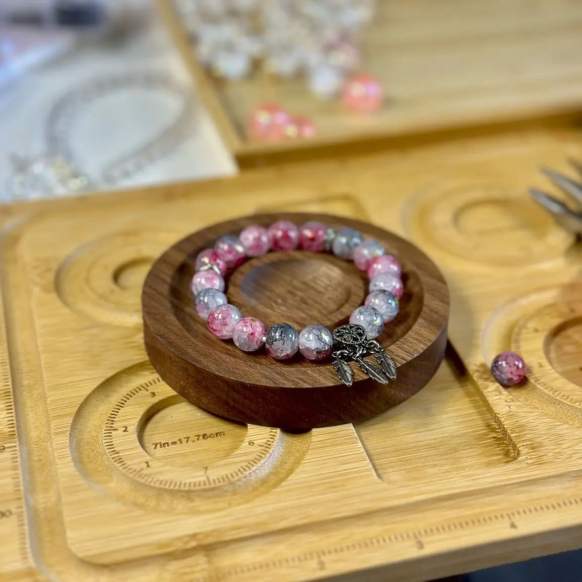 Handmade Water Color Crystal Beads Bracelet, Dream Catcher Bracelet, Dainty Friendship Bracelet, Gift for Her, Birthday Gift, Holiday Gift