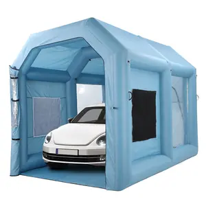 Inflatable Paint Booth Tent - Portable Pop Up Outdoor Spray Shelter with 3-Layer Filtration & Blower For Automotive, Furniture - Power: 1100W/480W