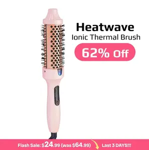 Blowout Wavy Boost 1.5 inch Heated Round Brush,Thermal Brush,Celsius / Fahrenheit Random, Dual Voltage, Pink, Less Damage, Hair Heated Curler Brush,Negative Ions Single,for wavy hair,hairstyling,long-lasting wave,Detangler Straightening