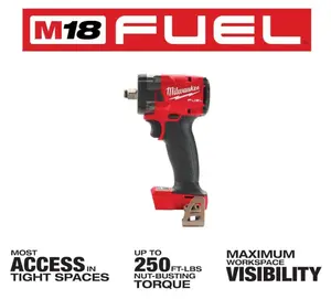 Milwaukee Electric M18 Fuel Cordless High Torque 1/2" Compact Impact Wrench - Includes Batteries