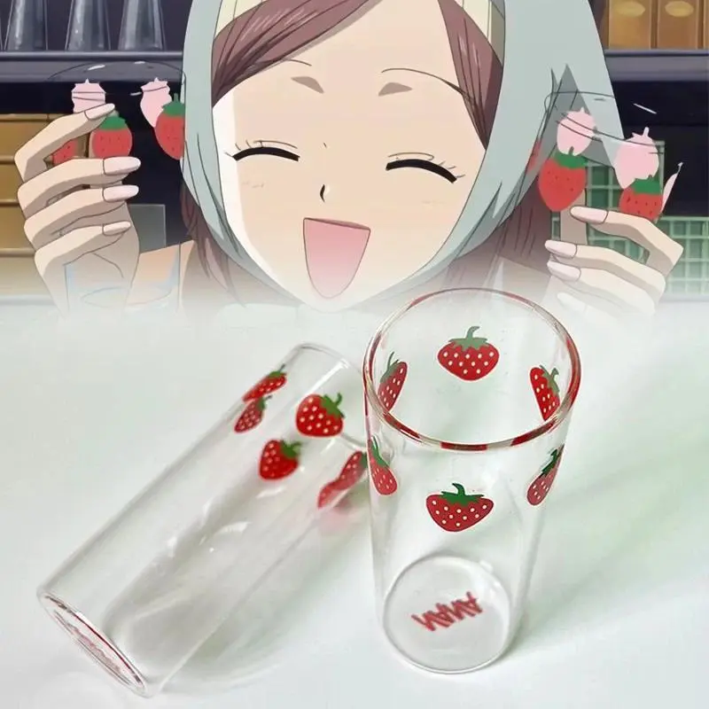 Anime NANA Komatsu Nana Cosplay Water Cup Girl Kawaii Strawberry Milk Transparent Glass Cups