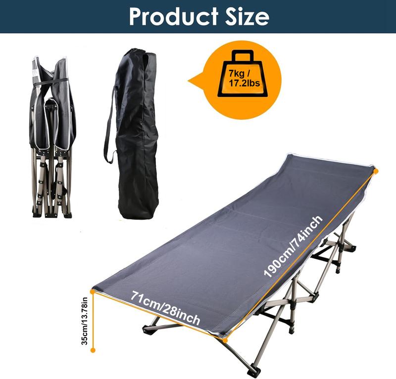 Portable Folding Outdoor Bed with Carry Bag for Adults Kids Heavy Duty Cot for Traveling Gear Supplier Office Nap Beach Vacation and Home Lounging for Courtyard Outdoor Rest, Foam Mats