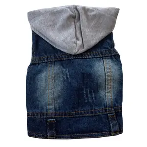 Stylish Luxury Hooded Dog Jean Jacket