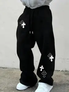 Tiktok Trendy Graphic Print Sport Pants, Loose Fit Drawstring Joggers, Comfortable Casual Daily Wear, Fashion Style, Casual Athletic Jogging