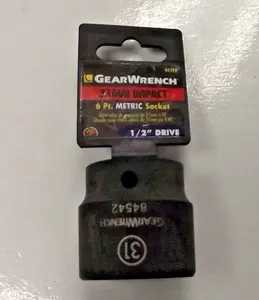 Gearwrench 84542 1/2" Drive 6 Point Standard Impact Metric Socket 31mm