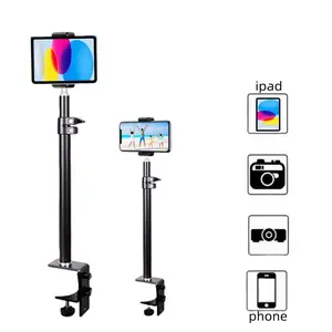 Desktop Tripod Stand for Dslr Camera, C-Clamp Light Holder, Photography Lamp Hanging Arm with Ball Head, Phone Video Ring Light Zoom