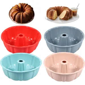 4Pcs 10" Non-stick Silicone Bundt Cake Pan Cake Molds Bakeware Non Stick Bundt Pan for Jello,Gelatin,cake, Silicone Baking Molds for Cakes, Round Baking Pan