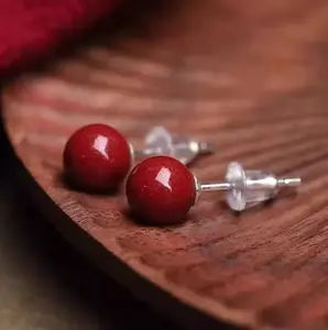 Gemstone Stud Earrings - Simple Red Gemstone Design for Youth - Variety of Colors and Designs Available - Product Title as Described