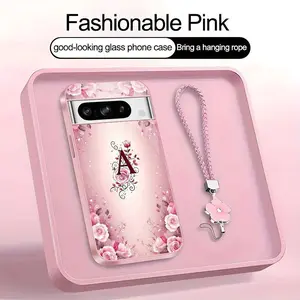Suitable for [Google Pixel 8 Pro] high-end women's phone case🤩，a beautiful four-leaf clover lanyard is included🍀，a free four-leaf clover lanyard is included, with 26 letters of the alphabet to choose from and  exquisite Rose flower patterns 952