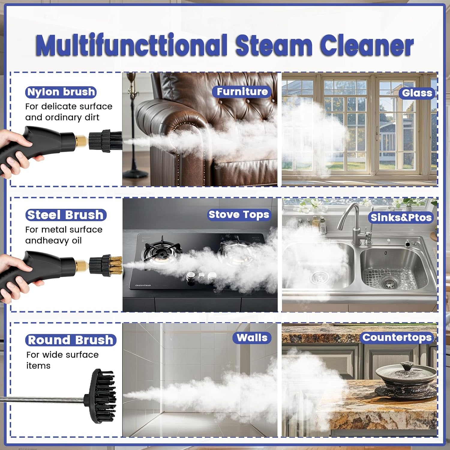 Lumina CleanMaster 2500W Handheld Multi-Function Steam Cleaner,Six Gear Adjustment,with 12 Replacement Parts,Portable Car Steam Cleaner,Suitable for Home and Car,Cleaning Washing Machines,Air Conditioners,Kitchen Grease,Car Detailing and Bathroom Cleaning Lumina CleanMaster 2500W Handheld Multi-Function Steam Cleaner,Six Gear Adjustment,with 12 Replacement Parts,Portable Car Steam Cleaner,Suitable for Home and Car,Cleaning Washing Machines,Air Conditioners,Kitchen Grease,Car Detailing and Bathroom Cleaning