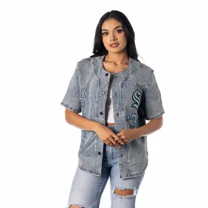 Seattle Kraken Denim Button Up Jersey Tee