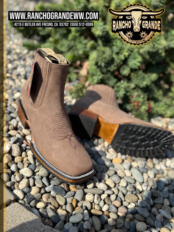 911 Nobuck Camel Leather Square Toe Chelsea Boots Ankle Casual Botin / Botas / boots S/Tractor