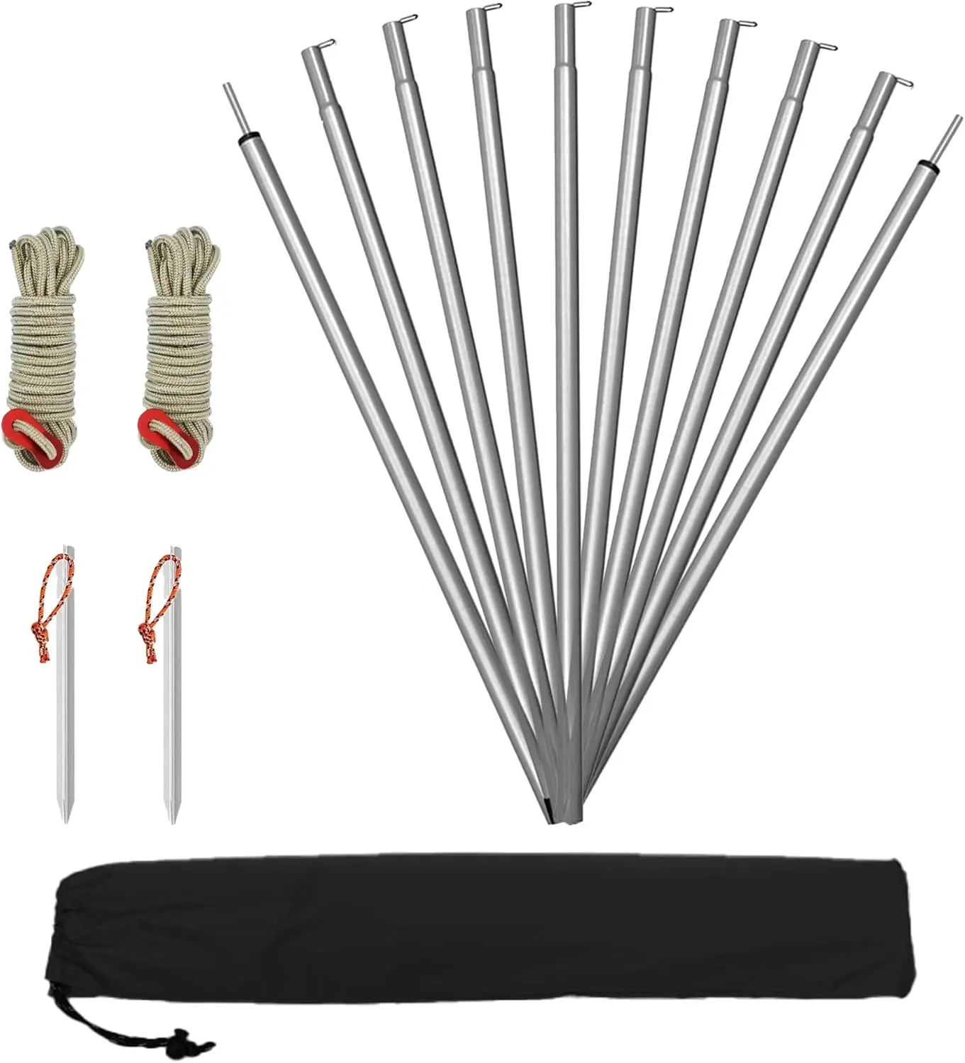 Adjustable 75in Heavy Duty Thicker Tarp Poles, 0.78in Diameter Portable Adjustable Canopy Tent Pole for Camping Tarps, Awnings, Shelters, Hiking, Backpacking