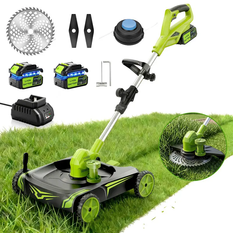12-Inch Electric Weed Wacker & Eater with Detachable 4-Wheel Base