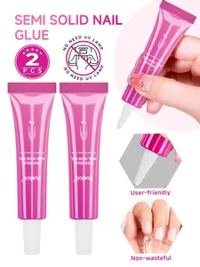 （6PC ）NEW Solid Gel Nail Glue For Press On Nails Tips 5-10S Fast Drying Long Lasting Fake Acrylic Nails Glue Gel NO YELLOWING And WHITTEN