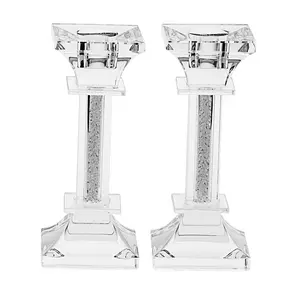 Copa Judaica Crystal Candlesticks with Silver C rushed Stones