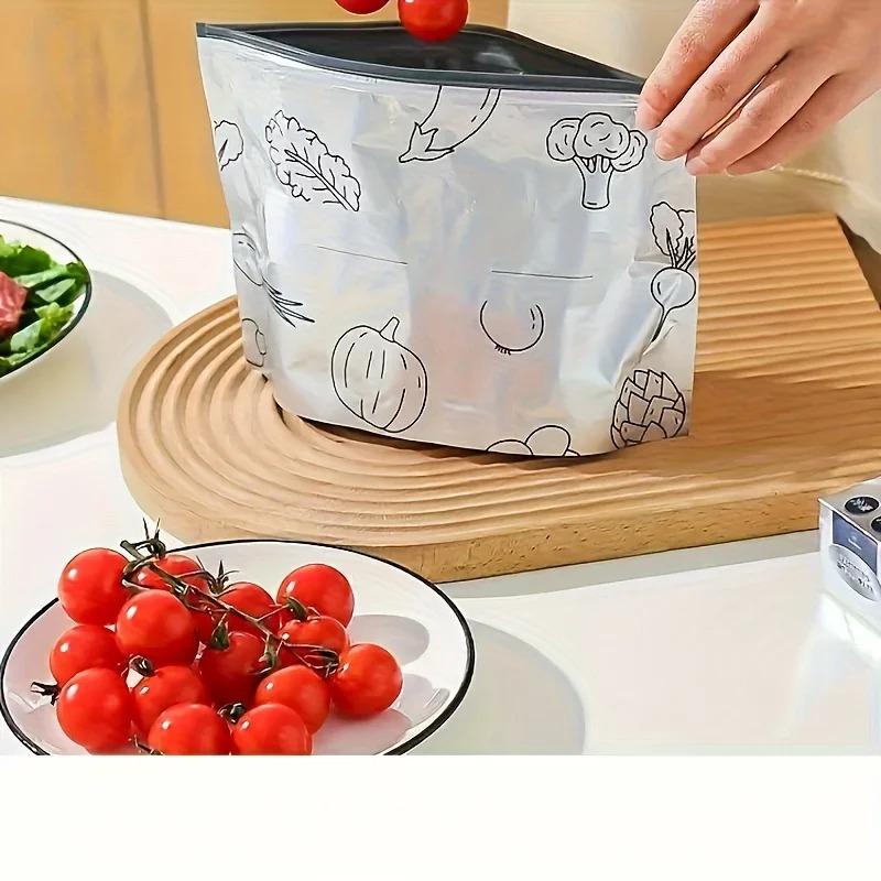 10/60pcs Aluminum Foil Storage Bags Freezer Sealed Organizers Food Packaging Reusable Pantry Odor-Proof Bag Kitchen Essential
