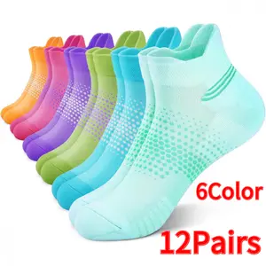 12 Pairs of Women's Compression Ankle Socks - Cushioned Running Socks with Heel Tab Anti-Blister Design - Ideal for Hiking, Cycling, Workout, Gym, CrossFit, Long Standing, Walking, Travel And Daily