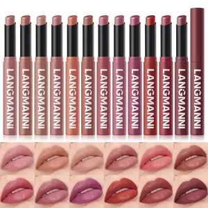 12 color matte silky lipstick pen waterproof nude lip gloss makeup long-lasting non stick cup non smudging velvet red lip gloss
