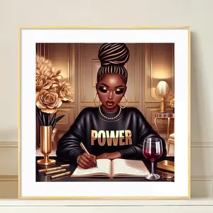 Women Portrait Book Scenery 5D DIY Diamond Arts Colorful Painting Kit without Frame, Full Round Diamond Home Living Room Art Craft, Diamond Painting Kits