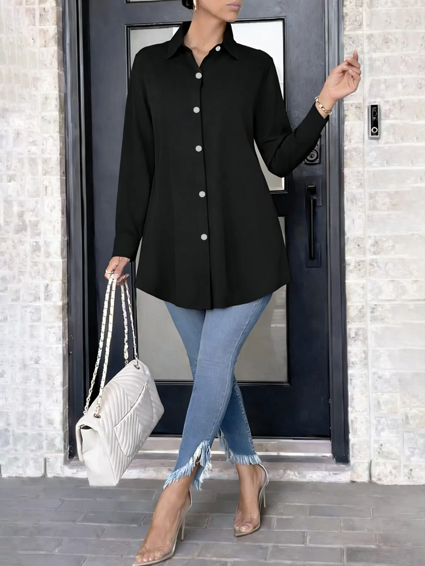 Casual everyday top, stylish women's Long Sleeve shirt, Blouse, comfortable, trendy, Fit, Style, Womenswear, Fashion, Business Casual Blouse, Casual Fashion Fitted