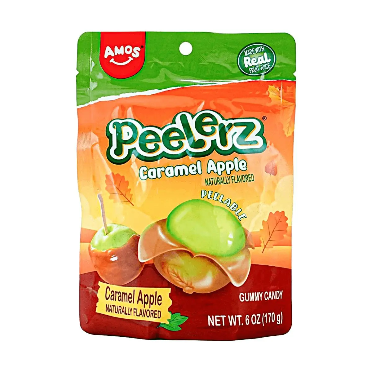 Amos Sweets Caramel Apple Gummy Candy - Real Fruit Juice, 170g